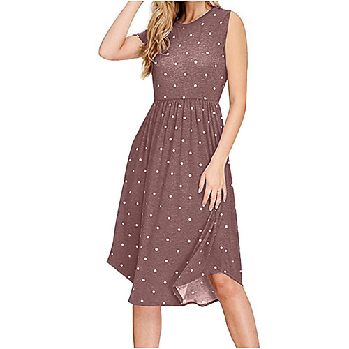 

Women's Elegant Slim Sheath Dress - Polka Dot Blushing Pink Khaki Black S M L XL