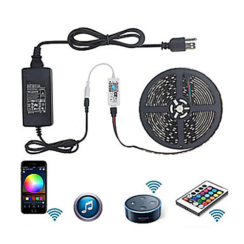 

ZDM WIFI Smart LED Strip Lights Kit 5050 RGB Tape Light Work with Alexa Google Home WiFi Wireless Smart Phone Controlled LED Set 16.4ft 300 LEDs Rope Light Waterproof & 12V 6A Power Supply