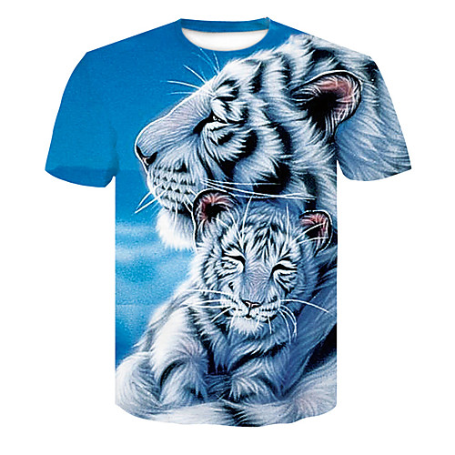 

Women's Daily Basic T-shirt - 3D / Animal Tiger Blue