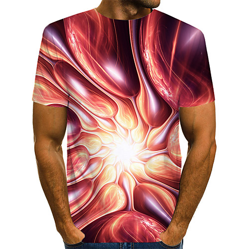 

Men's Daily Weekend T-shirt - Geometric / 3D / Abstract Print Red