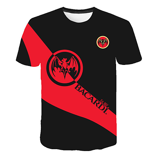 

Men's Daily Going out Basic T-shirt - Color Block / 3D / Graphic Print Black