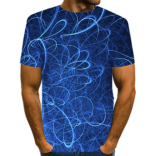 

Men's Daily Weekend T-shirt - Geometric / 3D / Abstract Print Blue