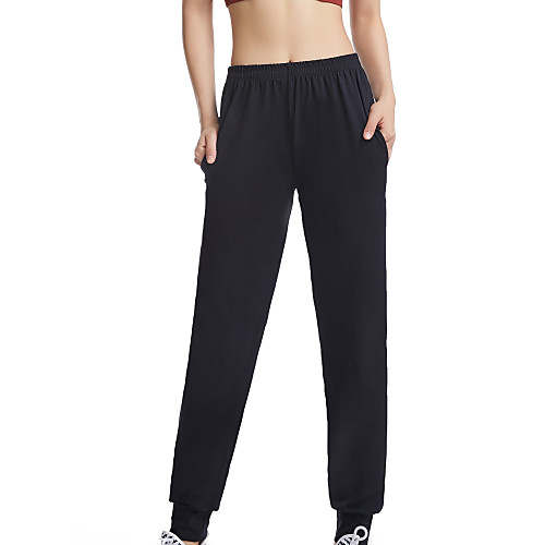 

Women's Yoga Pants Pocket Solid Color Black Cotton Running Fitness Bottoms Sport Activewear Thermal / Warm Breathable Soft Stretchy Loose