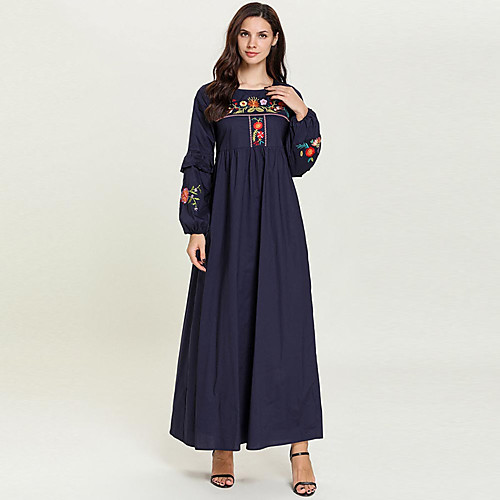 

Adults' Women's Abaya Dress For Party Cotton Embroidered Halloween Carnival Masquerade Dress