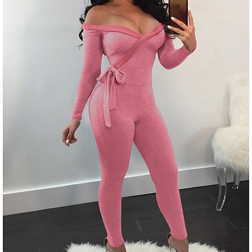 

Women's Basic Black Wine Blushing Pink Jumpsuit Onesie, Solid Colored S M L