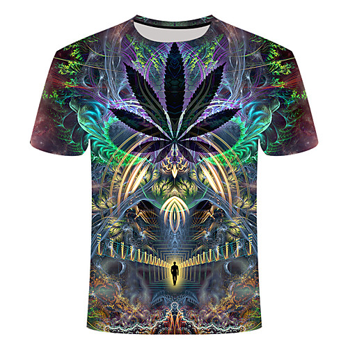 

Men's Daily Going out Basic / Street chic T-shirt - Geometric Print Blue