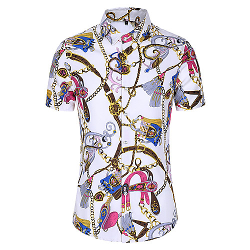 

Men's Daily Basic Shirt - Floral Print White