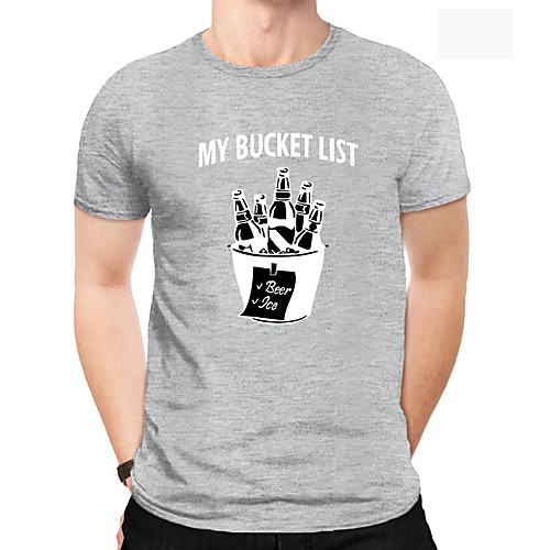 

Men's Daily Sports Business / Basic T-shirt - Letter / Beer Black & White, Print Red