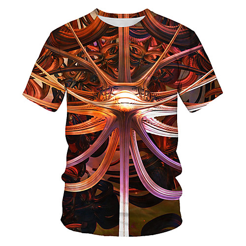 

Men's Daily Sports Basic / Street chic T-shirt - Geometric / Color Block / 3D Print Rainbow
