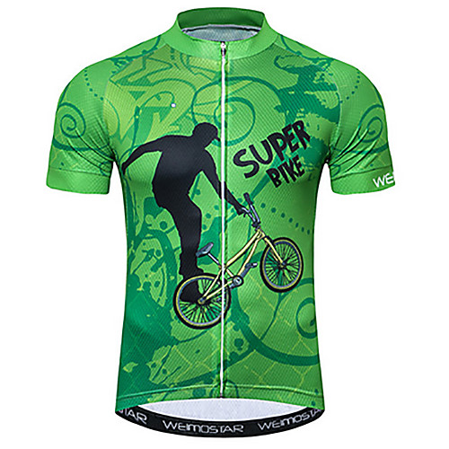 

21Grams Men's Short Sleeve Cycling Jersey Black / Green Bike Jersey Top Mountain Bike MTB Road Bike Cycling UV Resistant Breathable Quick Dry Sports Clothing Apparel / Stretchy / Race Fit