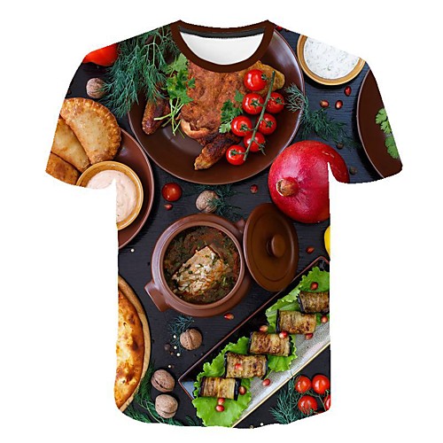 

Men's Daily Going out Basic / Street chic T-shirt - Geometric Print Red