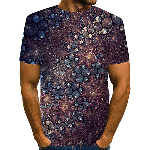

Men's Daily Weekend T-shirt - Geometric / 3D / Abstract Print Purple