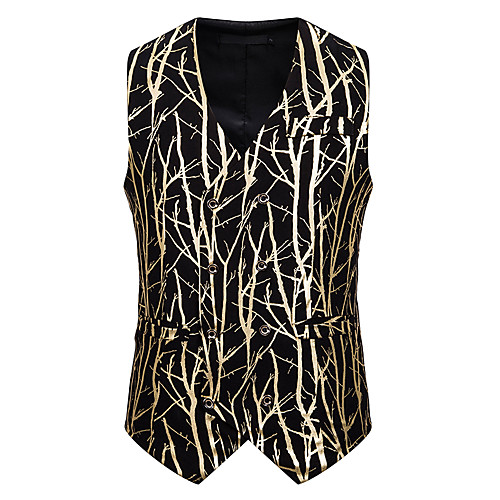 

Men's / Women's Vest, Geometric V Neck Polyester Gold / Silver