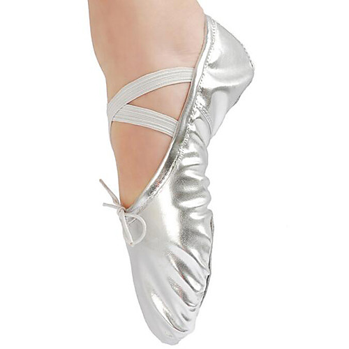

Girls' Dance Shoes PU Ballet Shoes Flat Gold Plated Transparent Heel Customizable Gold / Silver / Performance
