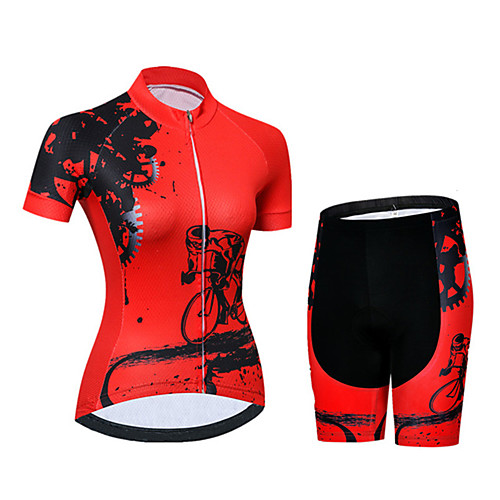 

21Grams Women's Short Sleeve Cycling Jersey with Shorts Spandex Polyester Black / Red Gear Bike Clothing Suit Breathable Quick Dry Ultraviolet Resistant Sweat-wicking Sports Solid Color Mountain Bike