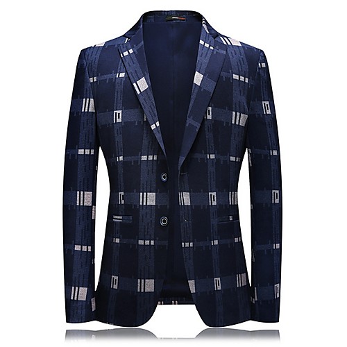 

Men's EU / US Size Blazer Notch Lapel Polyester Blue / Slim