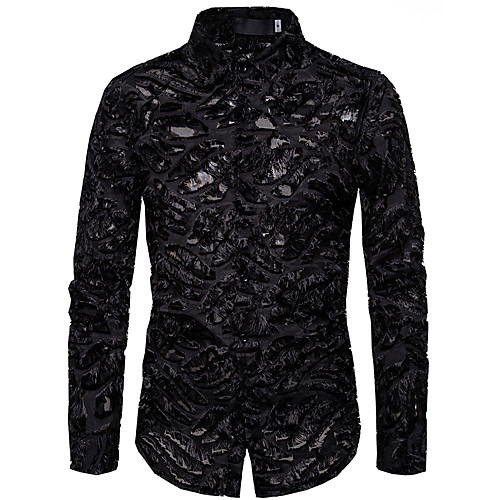 

Men's Solid Colored Shirt Daily White / Black / Long Sleeve