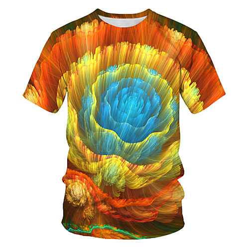 

Men's Daily Sports Basic / Street chic T-shirt - Geometric / Color Block / 3D Print Rainbow