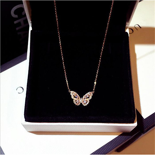 

Women's Cubic Zirconia Pendant Necklace Classic Butterfly Fashion Copper White Gold 455 cm Necklace Jewelry 1 Piece For Office / Career Daily Wear