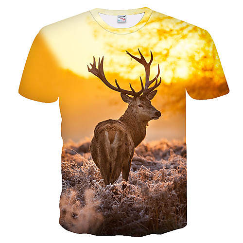 

Men's Daily Weekend Basic T-shirt - Color Block / 3D Brown