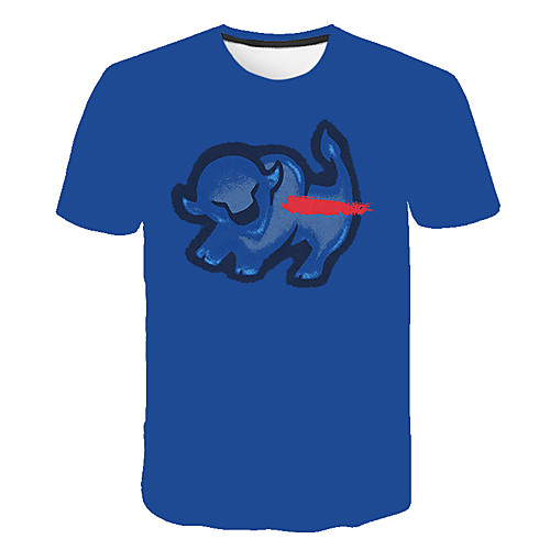 

Men's Daily Going out Basic T-shirt - Color Block / 3D / Solid Colored Print Royal Blue