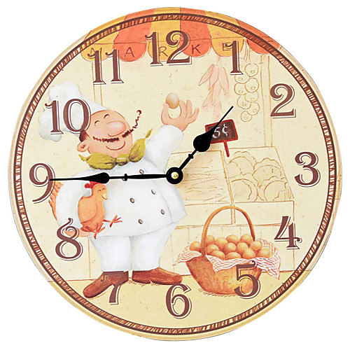 

European / Fashion Wooden / Bamboo Round Garden Theme Indoor Battery Decoration Wall Clock Digital Wood No