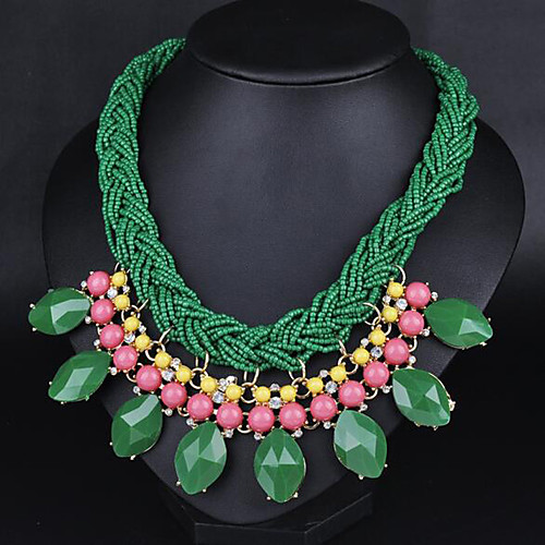 

Women's Chain Necklace Braided Flower Fashion Chrome Black Red Green 50 cm Necklace Jewelry 1pc For Party Evening Festival