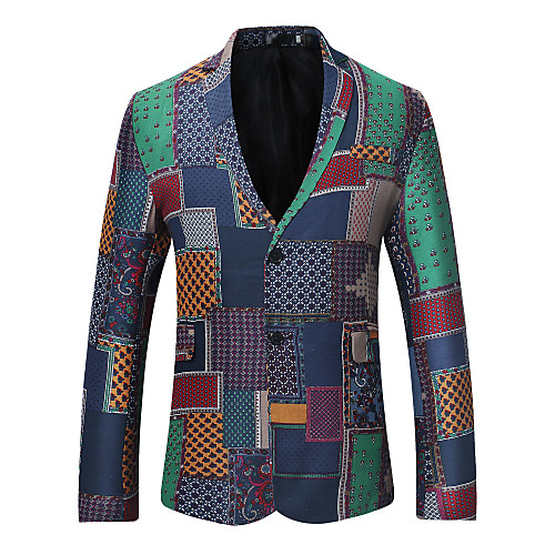 

Men's Blazer Peaked Lapel Polyester Rainbow