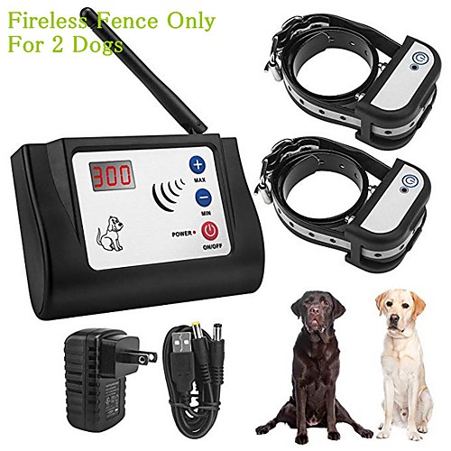 

Electric Wireless Dog Fence Rechargeable Waterproof Pet Containment System Beep Vibration Shock Dog Fence Adjustable Control Distance Collars for 2 Dogs