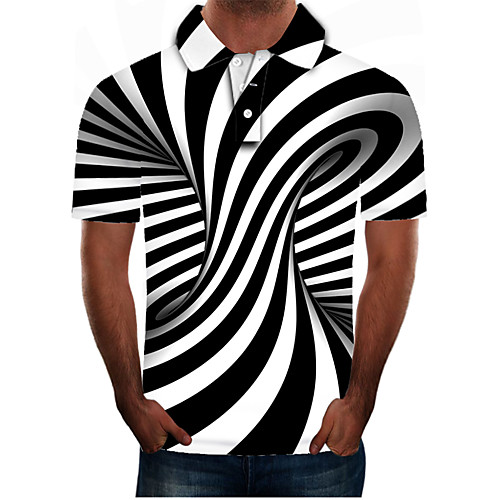 

Men's Daily Going out Street chic / Exaggerated Polo - Color Block / 3D / Graphic Black