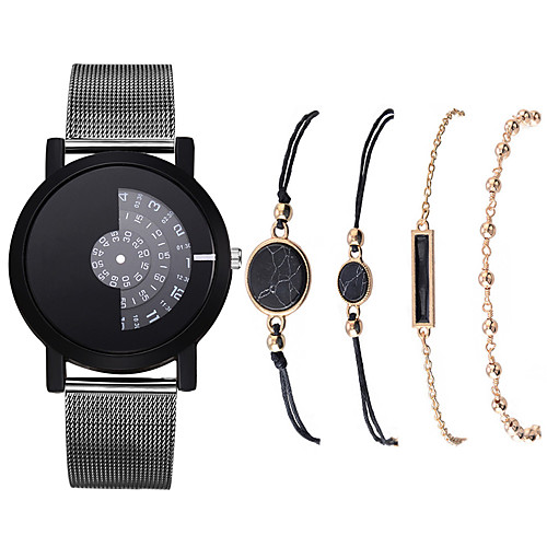 

Women's Steel Band Watches Classic Fashion Black Stainless Steel Chinese Quartz Black Chronograph New Design Casual Watch 1 set Analog One Year Battery Life