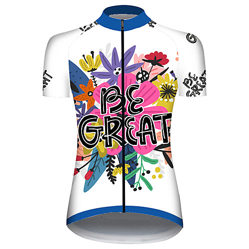

21Grams Women's Short Sleeve Cycling Jersey 100% Polyester Red / White Floral Botanical Bike Jersey Top Mountain Bike MTB Road Bike Cycling UV Resistant Breathable Quick Dry Sports Clothing Apparel
