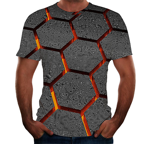 

Men's Daily Basic T-shirt - Color Block / 3D Print Gray