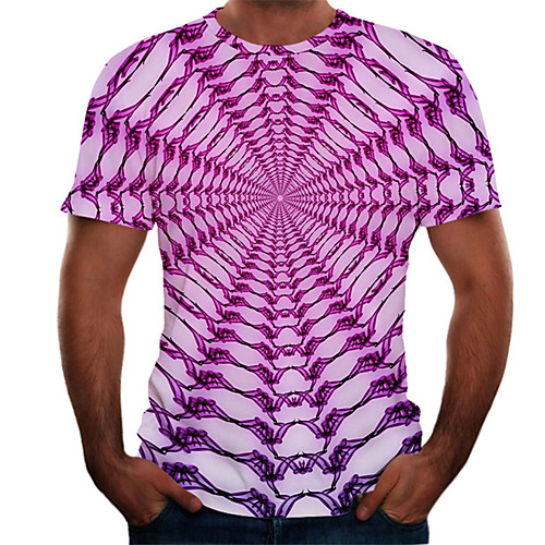 

Men's Daily Basic T-shirt - Color Block / 3D Print Purple