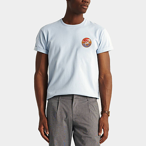 

Men's Daily Sports Business / Basic T-shirt - Rainbow / Scenery Black & White, Print Black