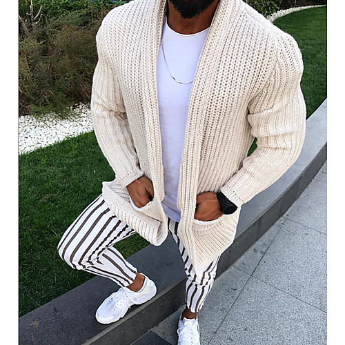 

Men's Solid Colored Long Sleeve Cardigan Sweater Jumper, V Neck Black / Beige US34 / UK34 / EU42 / US36 / UK36 / EU44 / US38 / UK38 / EU46