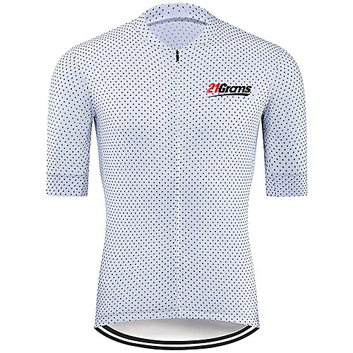 

21Grams Men's Short Sleeve Cycling Jersey 100% Polyester White Polka Dot Bike Jersey Top Mountain Bike MTB Road Bike Cycling UV Resistant Breathable Quick Dry Sports Clothing Apparel / Stretchy