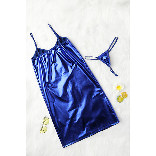 

Women's Backless Bodysuits Nightwear Solid Colored Black Royal Blue One-Size