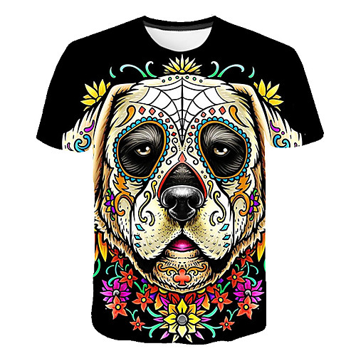 

Men's Daily Going out Basic T-shirt - 3D / Graphic / Animal Print Black