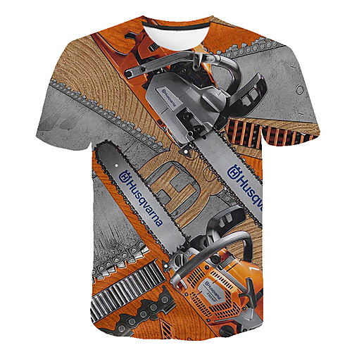 

Men's Daily Going out Basic T-shirt - 3D / Graphic / Machine Print Gray