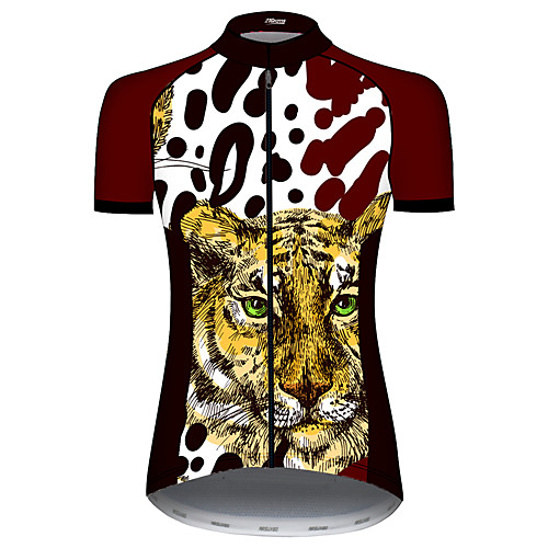 

21Grams Women's Short Sleeve Cycling Jersey 100% Polyester Red and White Geometic Animal Tiger Bike Jersey Top Mountain Bike MTB Road Bike Cycling UV Resistant Breathable Quick Dry Sports Clothing