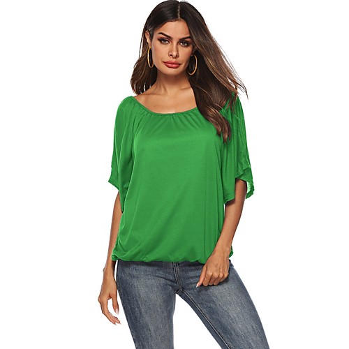 

Women's Daily T-shirt - Solid Colored Green