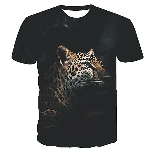 

Men's Daily Going out Basic T-shirt - 3D / Animal Print Black