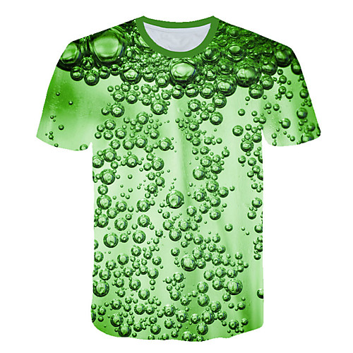 

Men's Daily Sports Basic / Exaggerated T-shirt - Color Block / 3D / Beer Print Light Green
