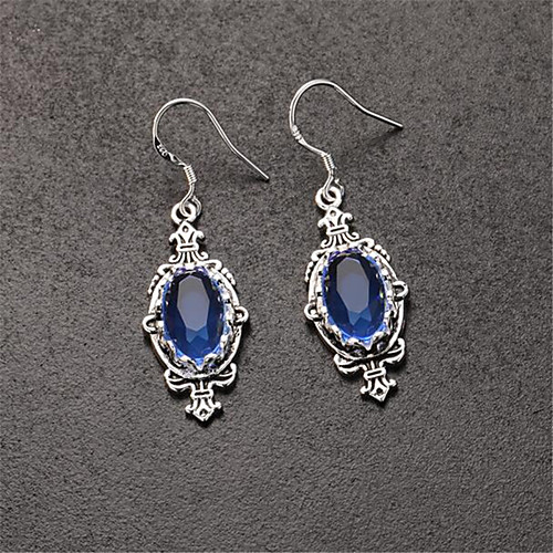 

Women's Drop Earrings Crystal Earrings Geometrical Precious Vintage Fashion Silver Plated Earrings Jewelry Blue For Party Evening Gift Formal Date 1 Pair