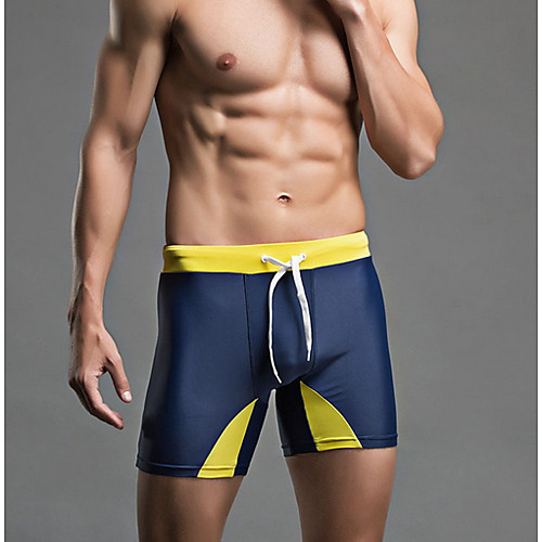 

Men's Basic Blue Royal Blue Gray Swim Trunk Bottoms Swimwear Swimsuit - Color Block Print M L XL Blue