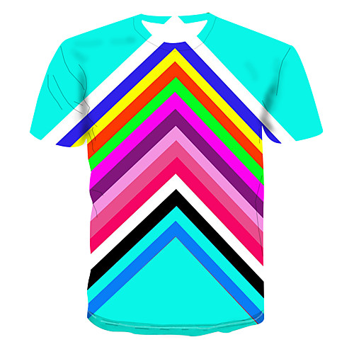 

Men's Club Weekend Street chic / Punk & Gothic T-shirt - Striped / 3D / Graphic Print Rainbow