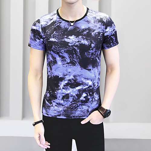 

Men's Daily Club Basic / Street chic T-shirt - Galaxy / Color Block / Abstract Black & Gray / Crane / Fantastic Beasts, Jacquard / Print Black