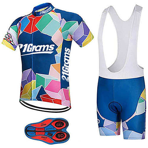 

21Grams Men's Short Sleeve Cycling Jersey with Bib Shorts RedBlue Plaid / Checkered Cube Bike Clothing Suit UV Resistant Breathable 3D Pad Quick Dry Sweat-wicking Sports Plaid / Checkered Mountain