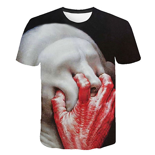 

Men's Daily Sports Street chic / Exaggerated T-shirt - 3D / Skull / Portrait Print Black